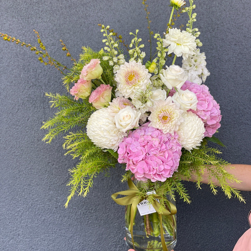 Mother's Day - Soft Pink & White Flower Arrangement