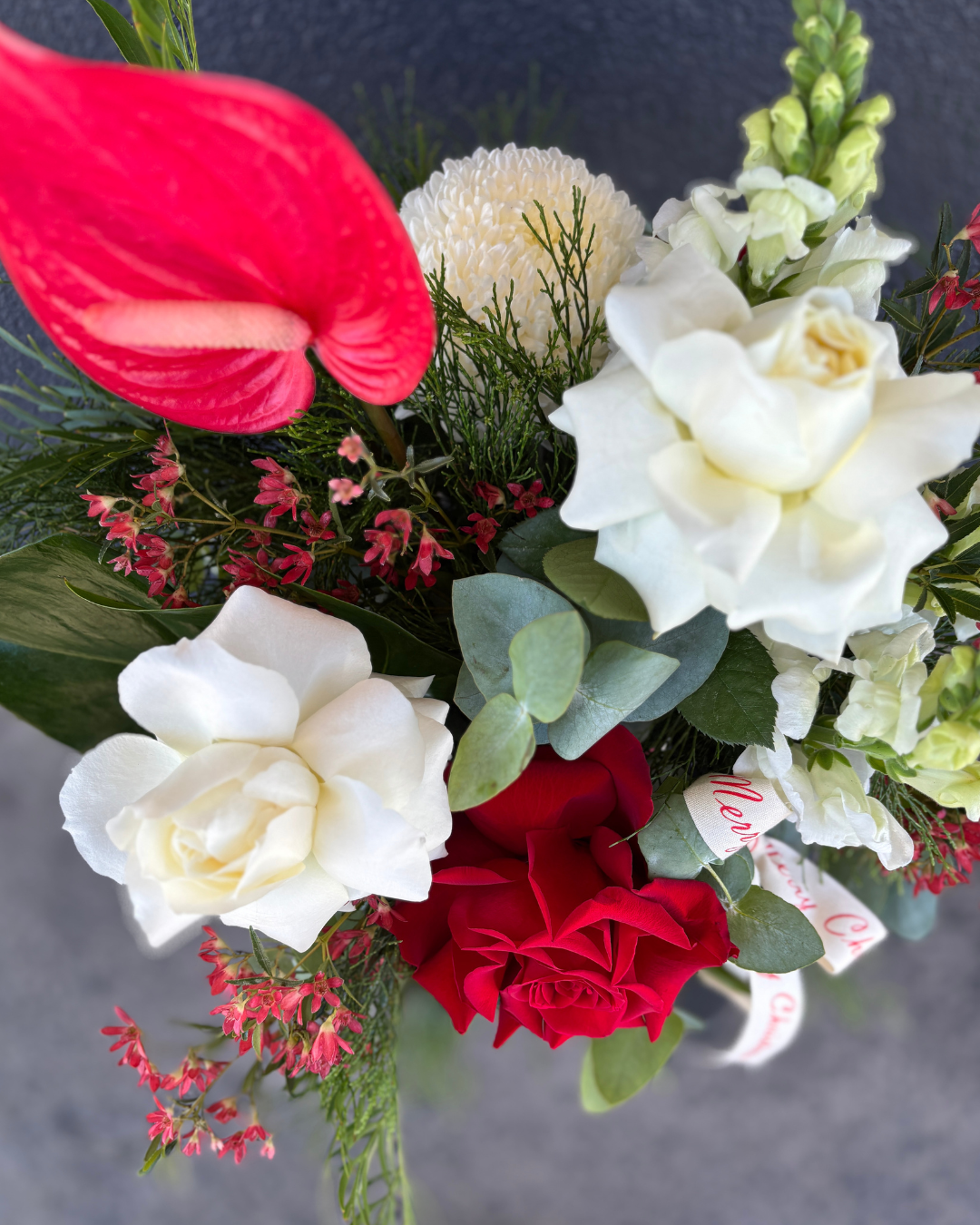 Christmas Hat Box Flower Arrangement
