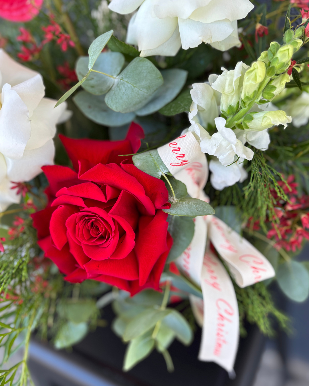 Christmas Hat Box Flower Arrangement