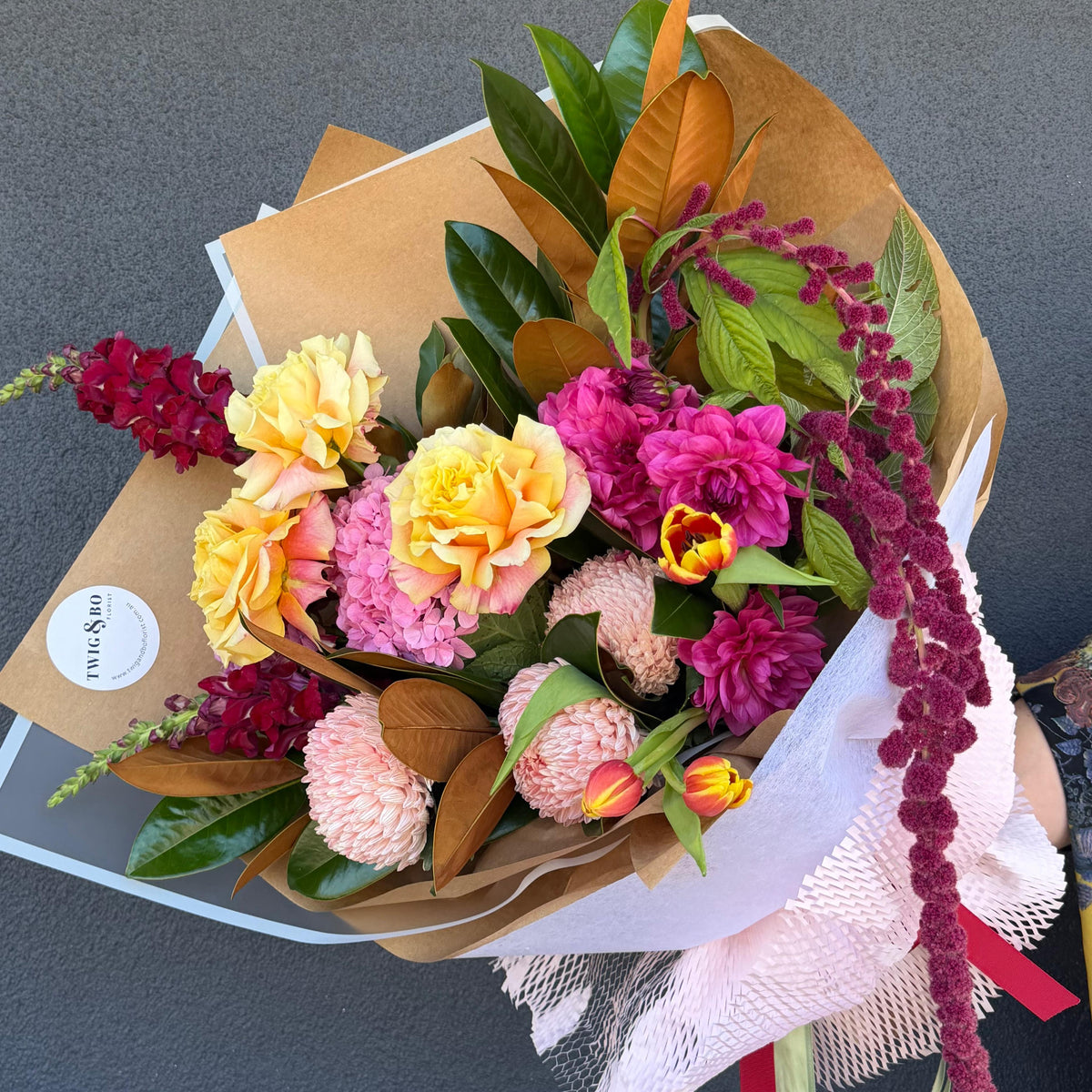 Colourful floral arrangement by Twig and Bo