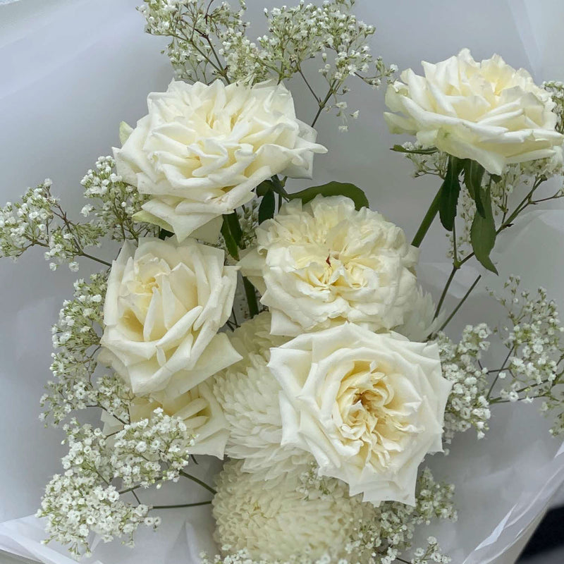 ‘Pure Love’ Valentine's Day White Flower Bouquet Arrangement