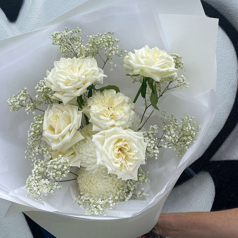 ‘Pure Love’ Valentine's Day White Flower Bouquet Arrangement