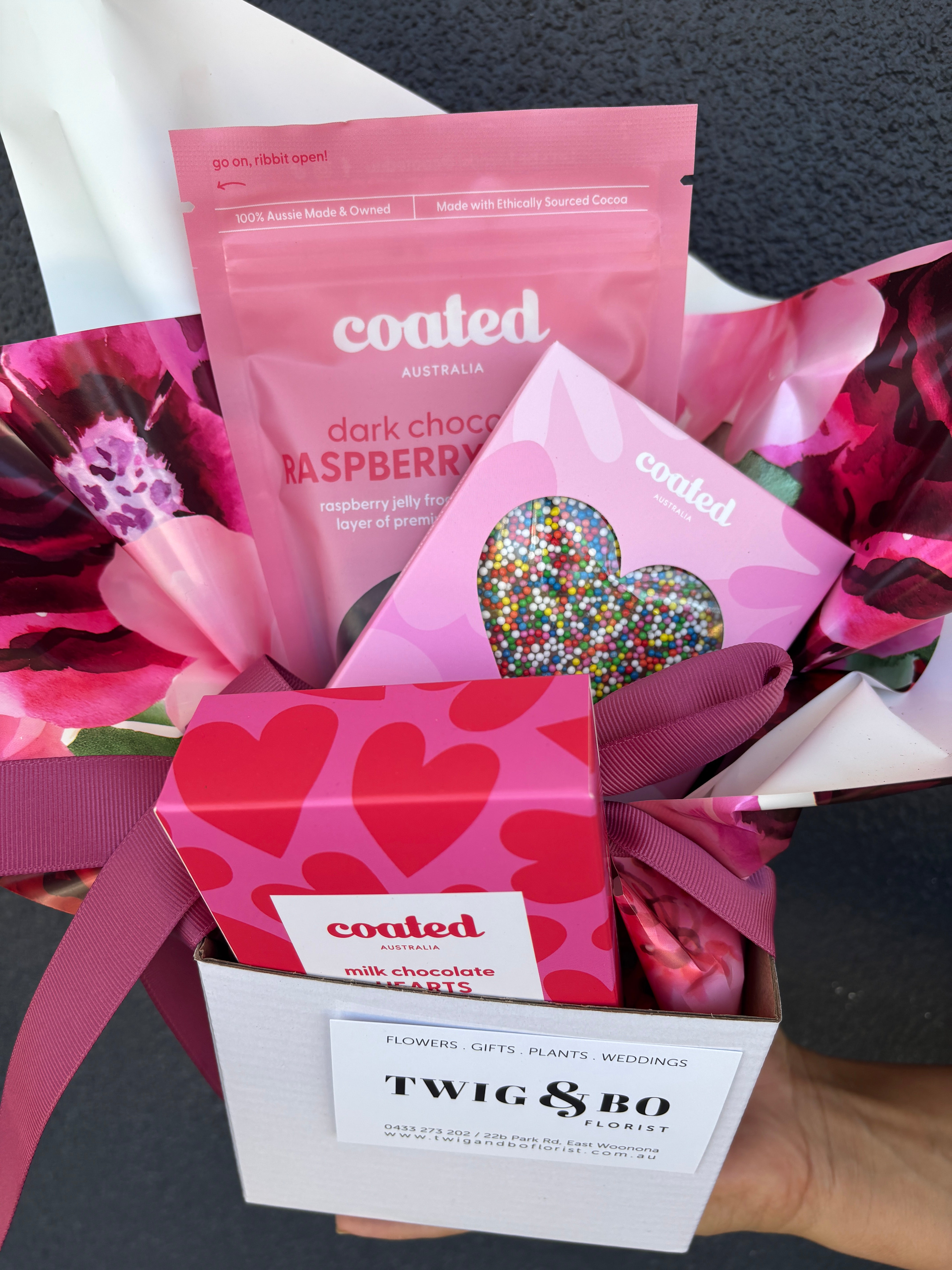 Box of Chocolates by Coated in a white Gift Box