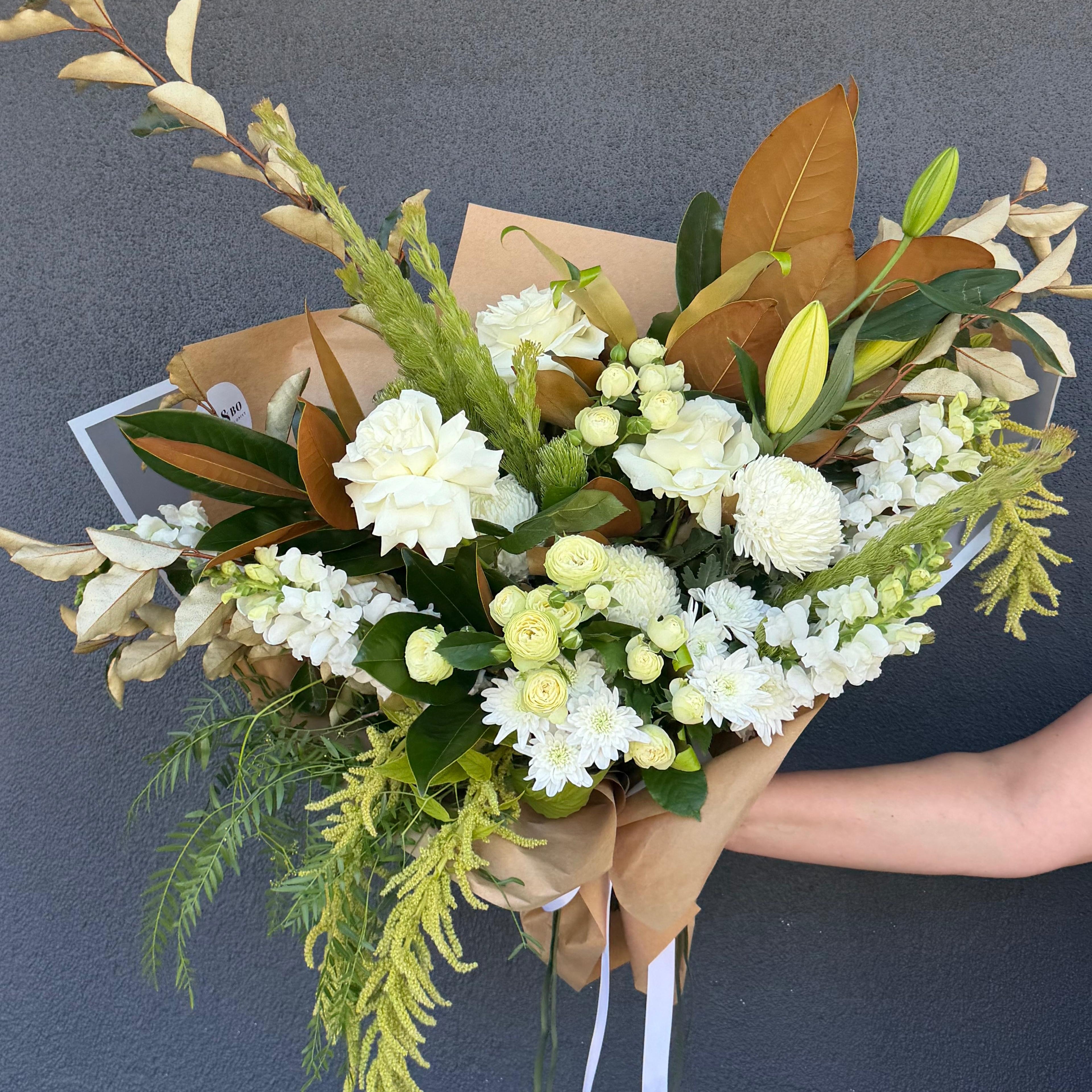 Victoria | White & Green Flower Bouquet